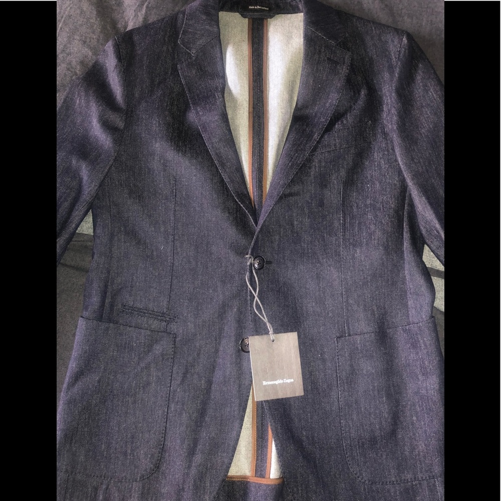 ERMENEGILDO ZEGNA Trofeo Denim Blazer Size 50/L
